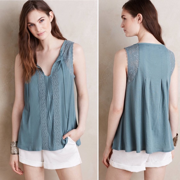 ANTHROPOLOGIE Meadow Rue Laced Tie-Neck Tank Size Small Petite (SP) - Picture 16 of 16